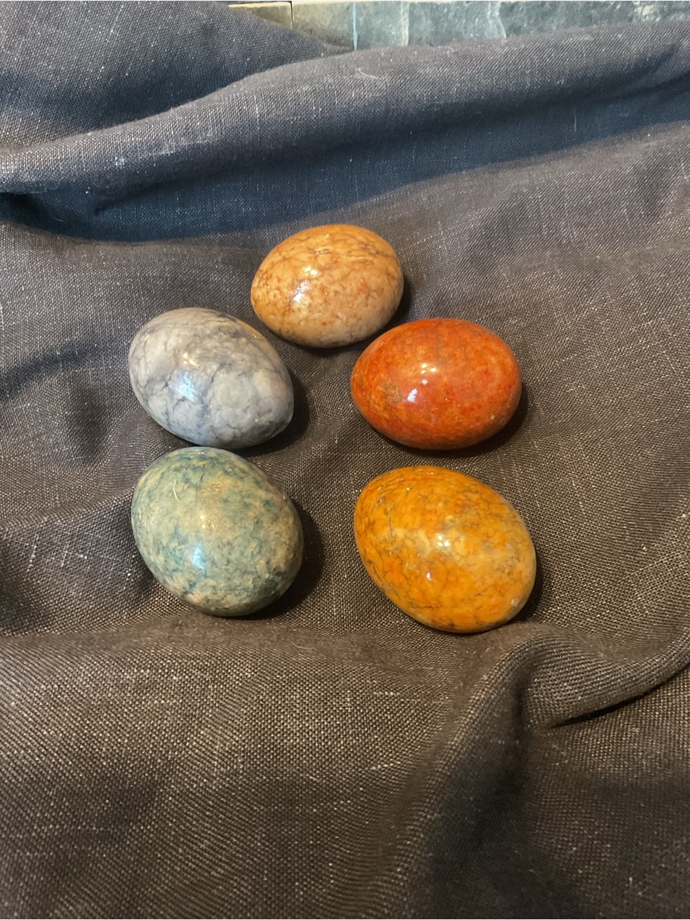 Polished Marble/Alabaster Stone Eggs - Multicolor Set of 5